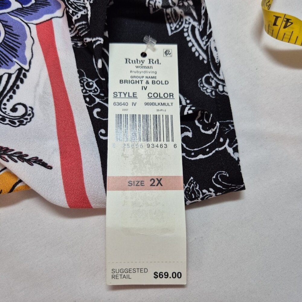 Ruby Rd Women's Tunic Size 2X Floral Colorful Pattern Top Blouse (11) - Picture 10 of 11